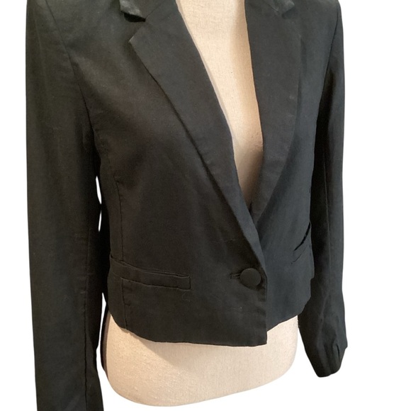 A New Day Linen Blend Black Cropped Blazer, Medium NWT - Picture 3 of 12